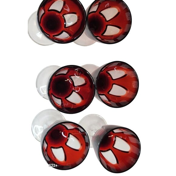 Cristal DArques Durand Ruby Wine Glasses Set Of 6 Gothic Arches Discontinued - Picture 10 of 12